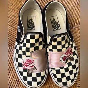 Black and white Rose Vans size 7